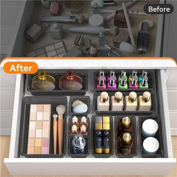 32 PCS Clear Drawer Organizer Set Storage Bins Desk Makeup Jewelry Office Kitche - Picture 6 of 7